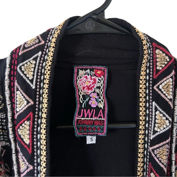 Johnny Was Black Embroidered Open Front Cardigan - Picture 9 of 9